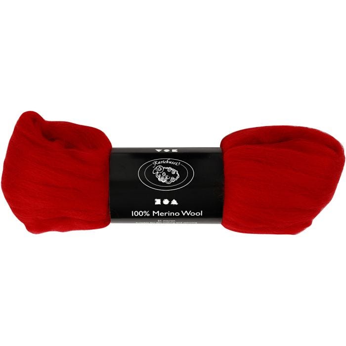 Merinoull, tykkelse 21 my, julerød, 100 g/ 1 pk.