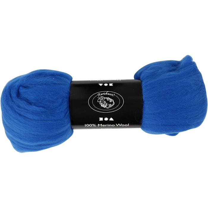Merinoull, tykkelse 21 my, koboltblå, 100 g/ 1 pk.
