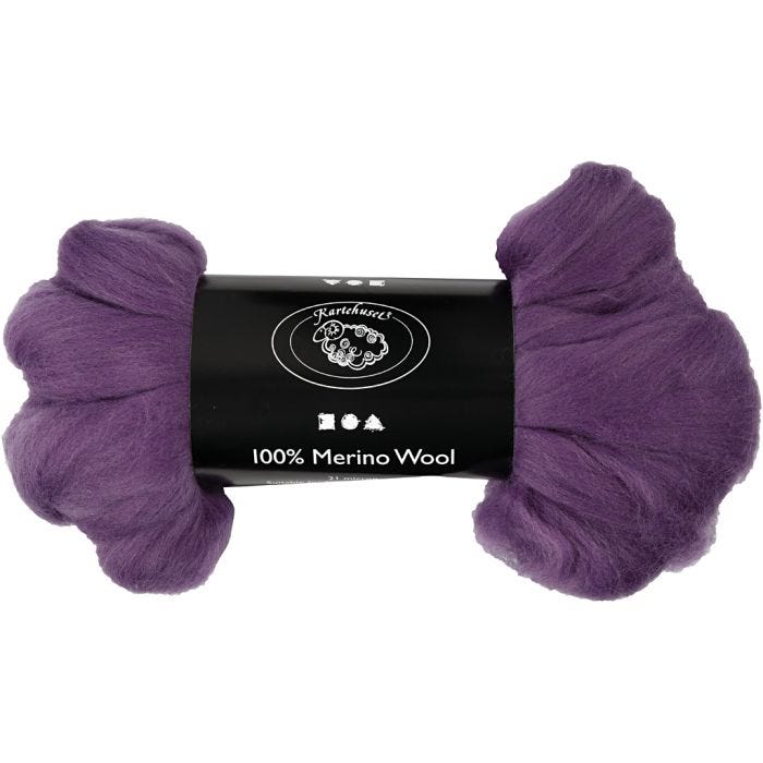 Merinoull, tykkelse 21 my, violet, 100 g/ 1 pk.