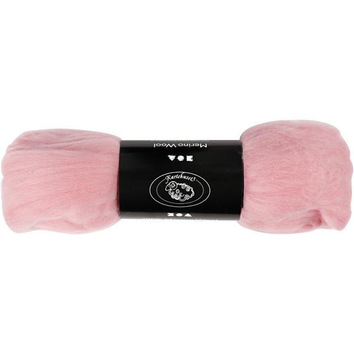 Merinoull, tykkelse 21 my, lys rød, 100 g/ 1 pk.