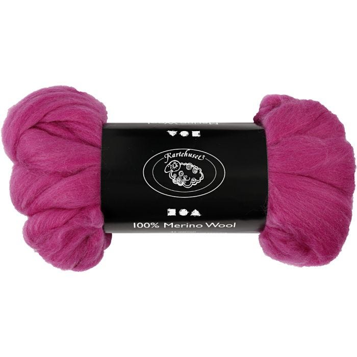 Merinoull, tykkelse 21 my, rødviolet, 100 g/ 1 pk.