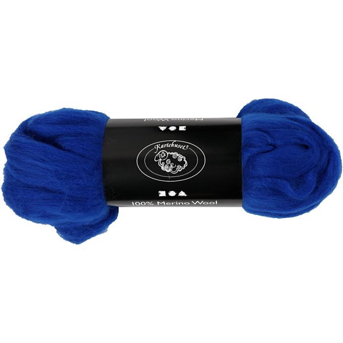 Merinoull, tykkelse 21 my, kongeblå, 100 g/ 1 pk.