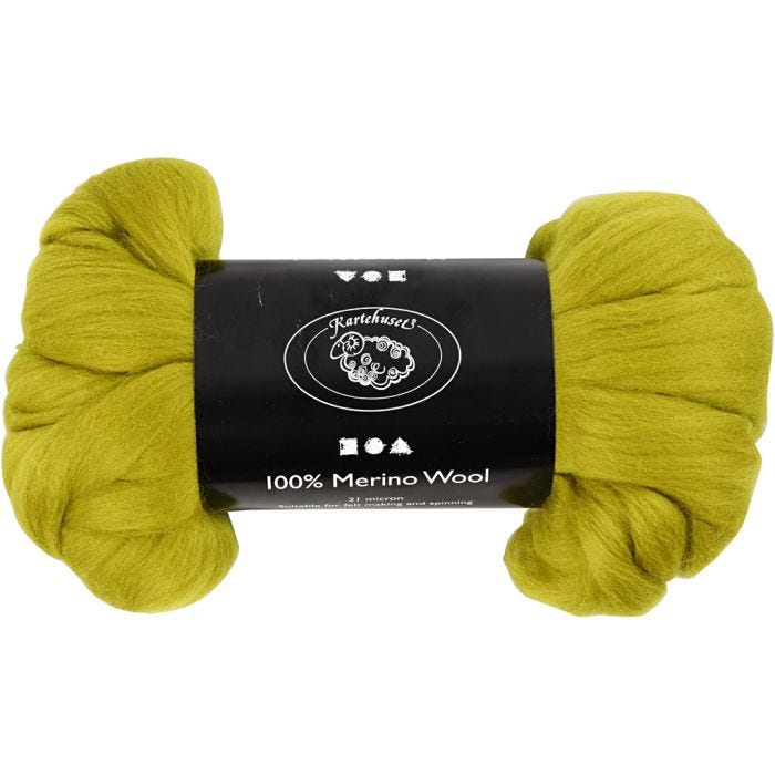 Merinoull, tykkelse 21 my, lemon, 100 g/ 1 pk.