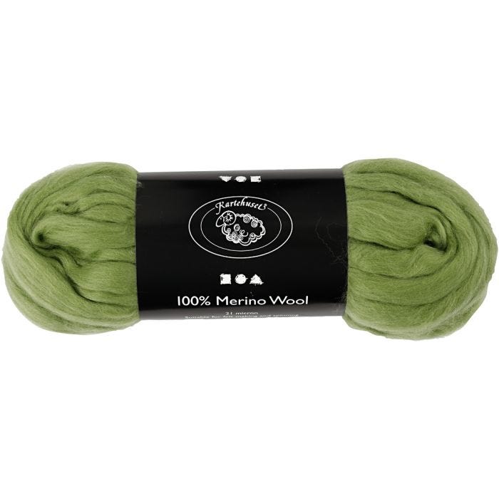 Merinoull, tykkelse 21 my, kaktus, 100 g/ 1 pk.