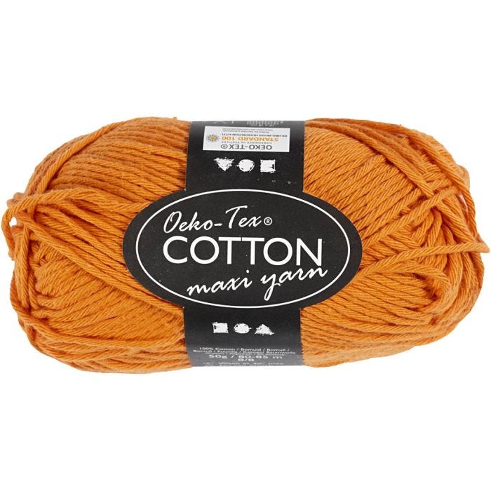 Bomullsgarn, nr. 8/8, L: 80-85 M, orange, 50 g/ 1 nst.