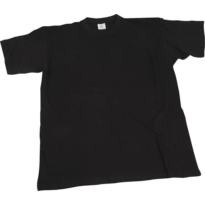 T-skjorter, B: 55 cm, str. large, rund hals, 145 g, svart, 1 stk.