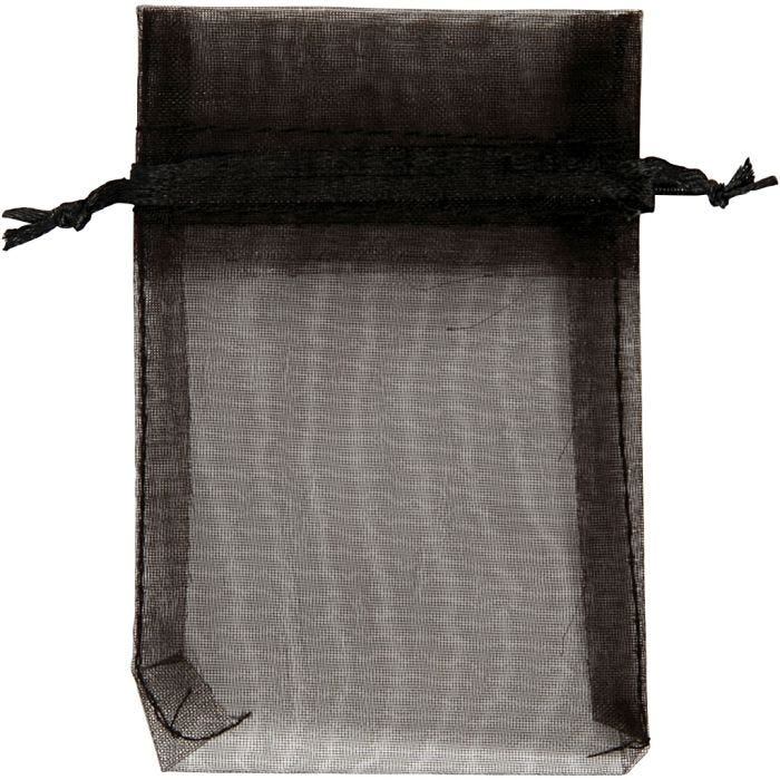 Organzapose, str. 7x10 cm, svart, 10 stk./ 1 pk.