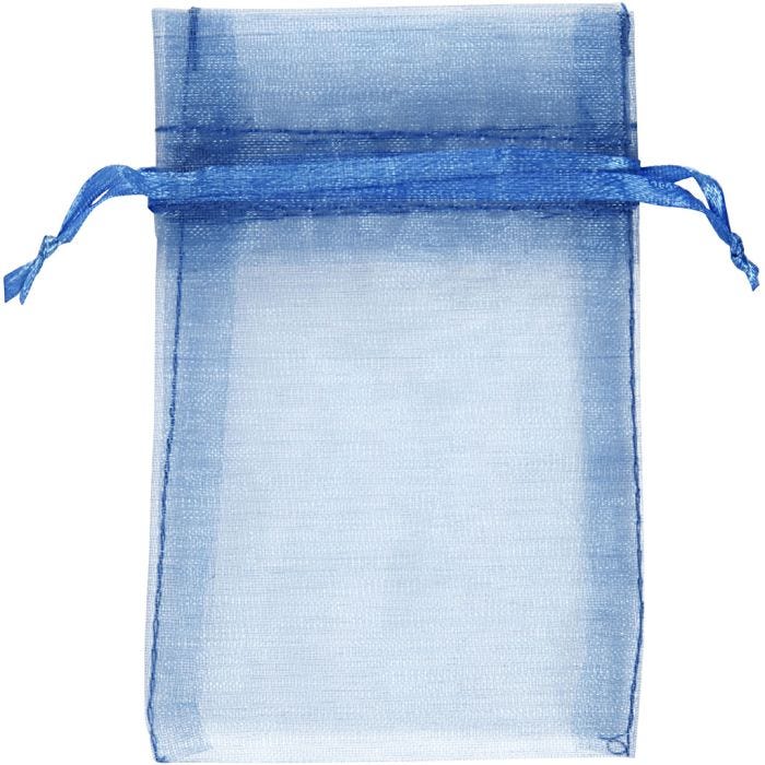 Organzapose, str. 7x10 cm, blå, 10 stk./ 1 pk.