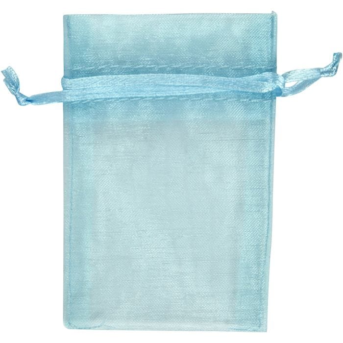 Organzapose, str. 7x10 cm, lys blå, 10 stk./ 1 pk.