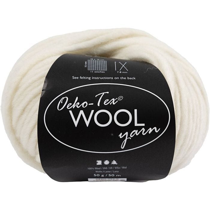 Ullgarn, L: 50 M, off white, 50 g/ 1 nst.