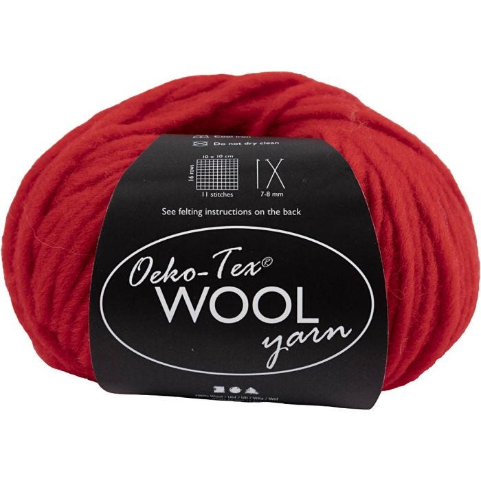 Ullgarn, L: 50 M, rød, 50 g/ 1 nst.