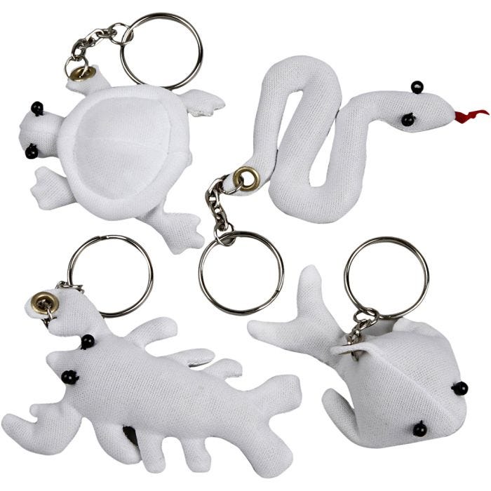 Stoffigurer, str. 4-8 cm, hvit, 4 stk./ 1 pk.