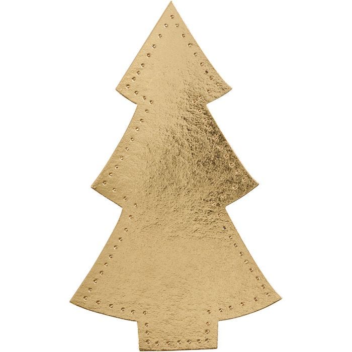 Juletre, H: 18 cm, B: 11 cm, 350 g, gull, 4 stk./ 1 pk.