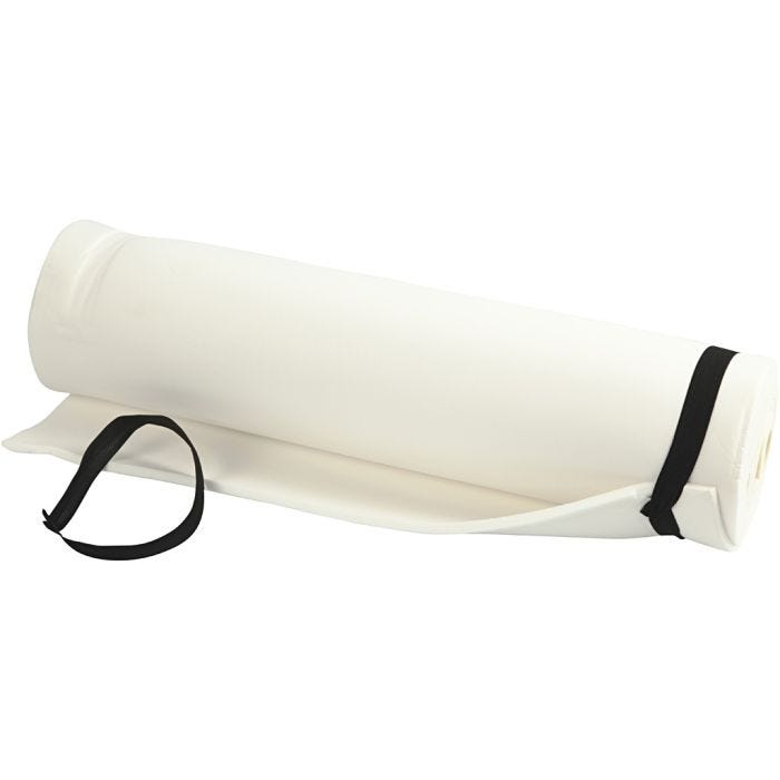 Liggeunderlag, 180 cm, 50 cm, 6 mm, hvit, 1 stk.