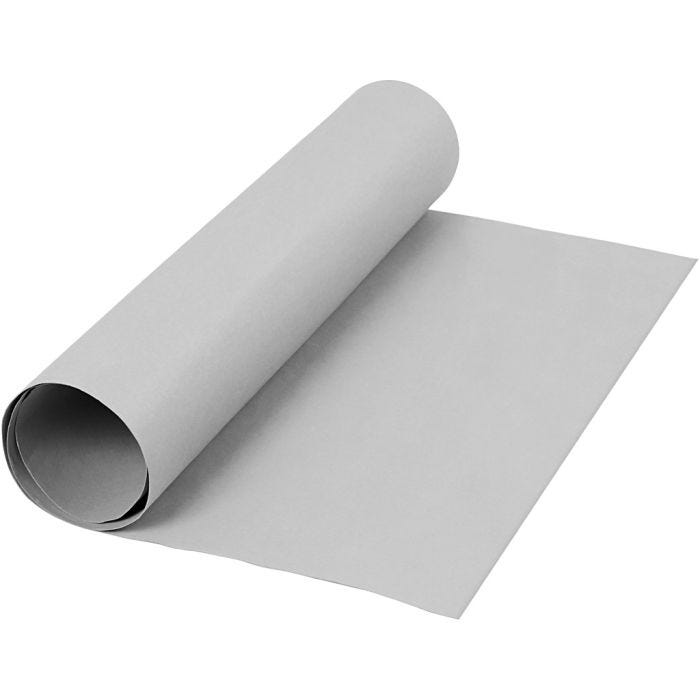 Lærpapir, B: 50 cm, ensfarget, 350 g, grå, 1 m/ 1 rl.