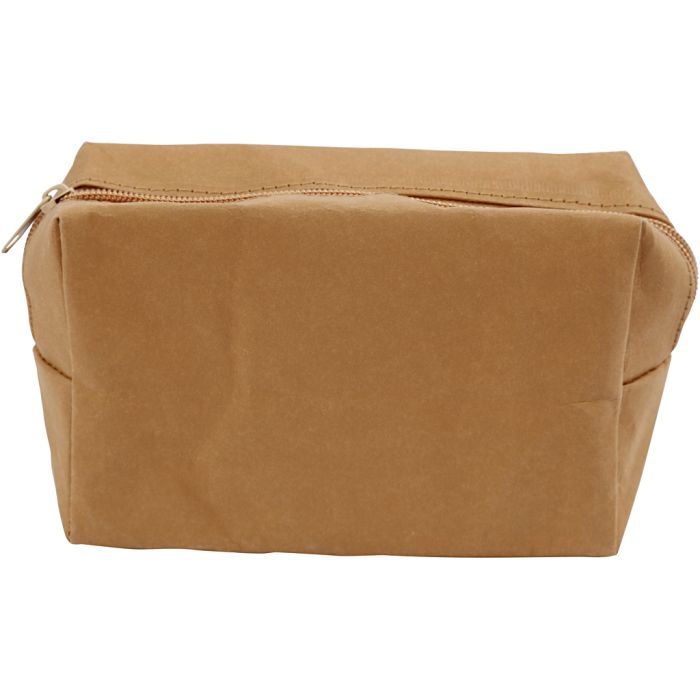 Kosmetikkpung, str. 16,5x6,5x10 cm, lys brun, 1 stk.