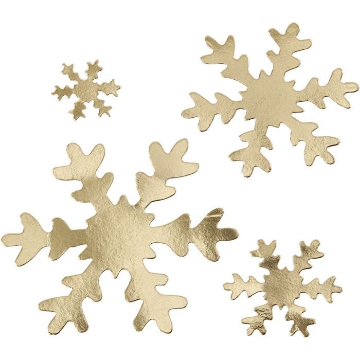 Snefnugg, dia. 3+5+8+10 cm, 350 g, gull, 16 stk./ 1 pk.