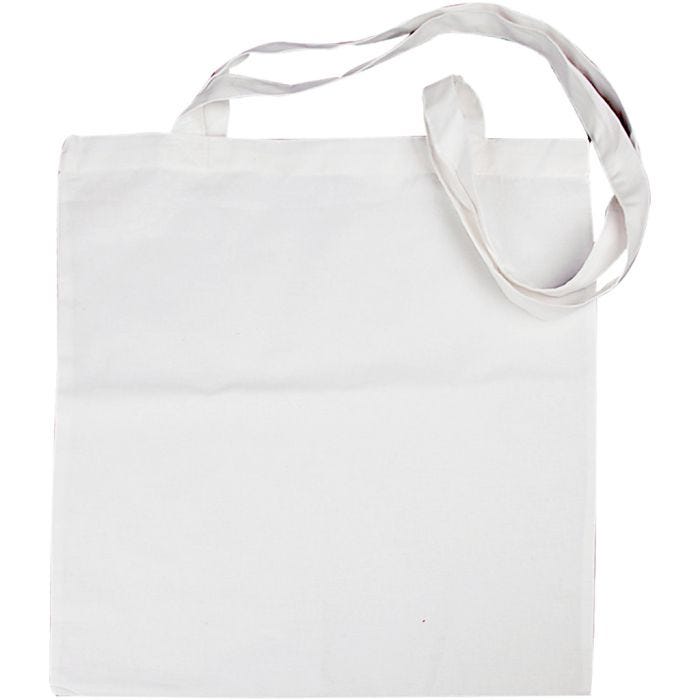 Mulepose med lang hank, str. 38x42 cm, 130 g, hvit, 1 stk.