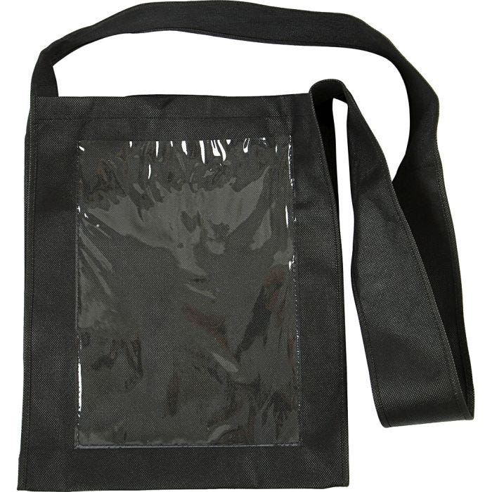 Veske med plastfront, 40x34x8 cm, svart, 1 stk.