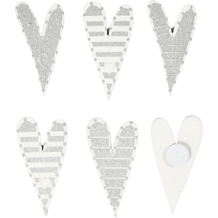Stickers, avlange hjerter, str. 25x45 mm, 8 stk./ 1 pk.