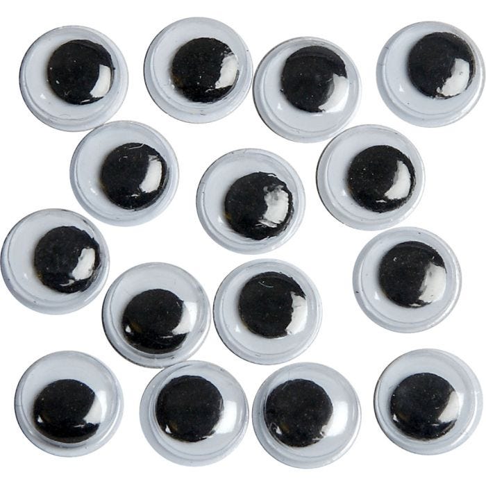 Bevegelige Øyne, uten lim, dia. 8 mm, 1000 stk./ 1 pk.