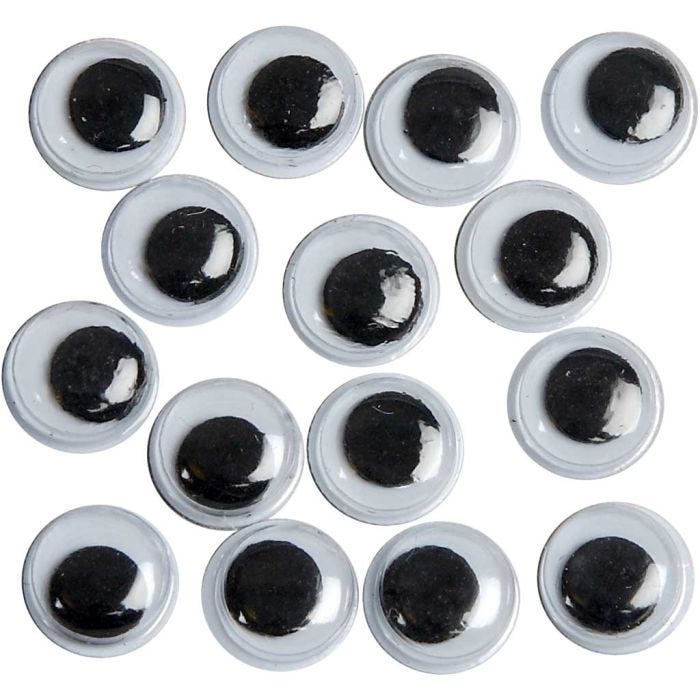 Bevegelige Øyne, uten lim, dia. 8 mm, 40 stk./ 1 pk.