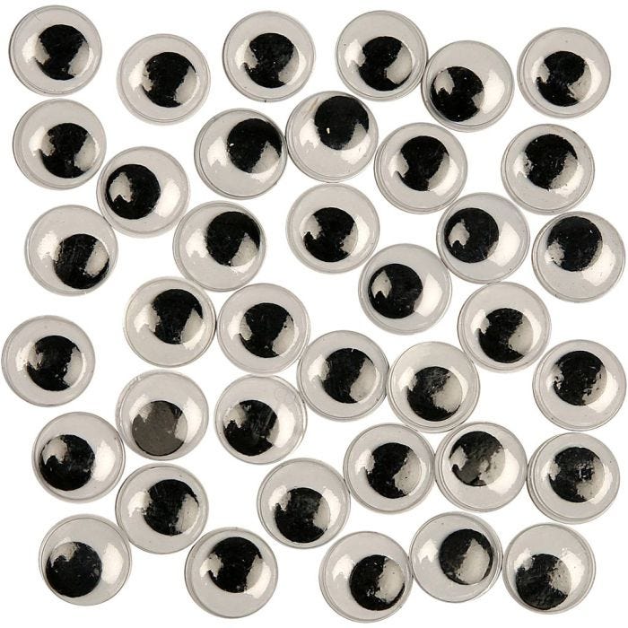 Bevegelige Øyne, uten lim, dia. 12 mm, 30 stk./ 1 pk.