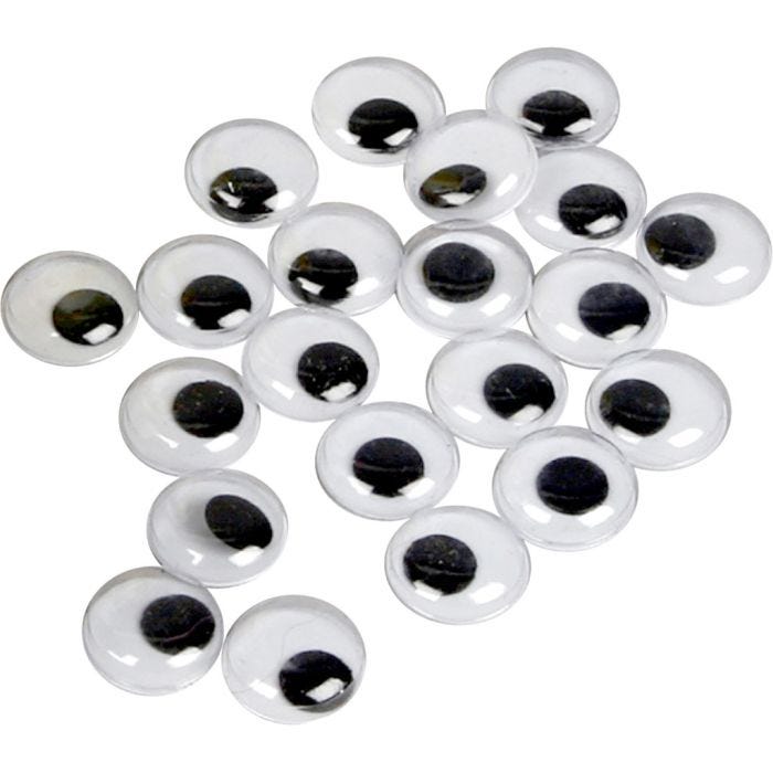 Bevegelige Øyne, uten lim, dia. 14 mm, 1000 stk./ 1 pk.