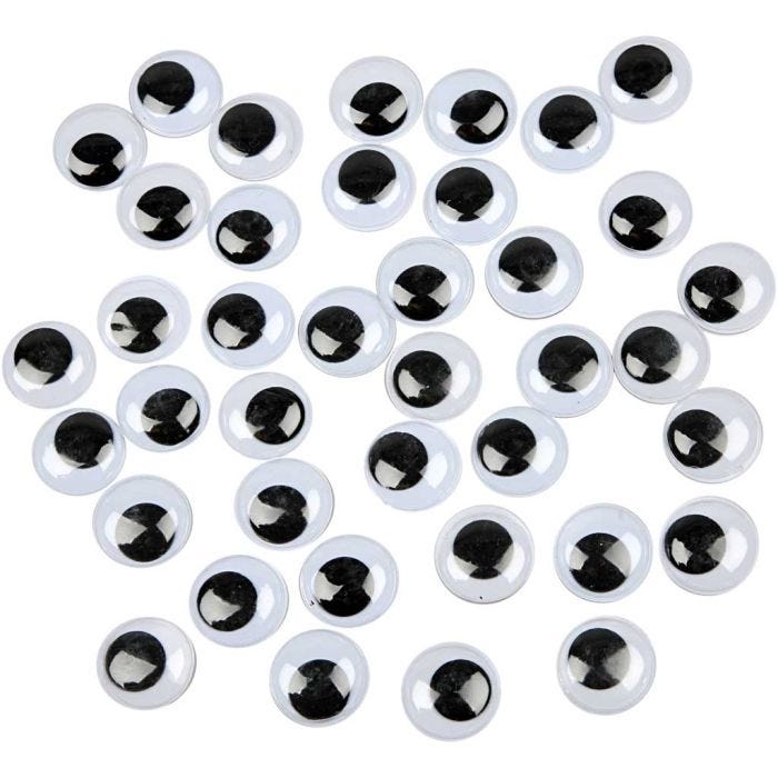 Bevegelige Øyne, uten lim, dia. 20 mm, 16 stk./ 1 pk.