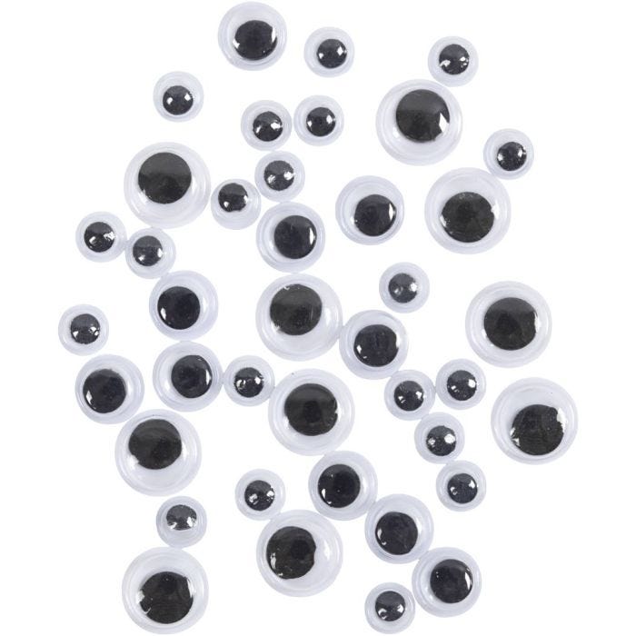 Bevegelige Øyne, dia. 6+8+10 mm, 40 ass./ 1 pk.