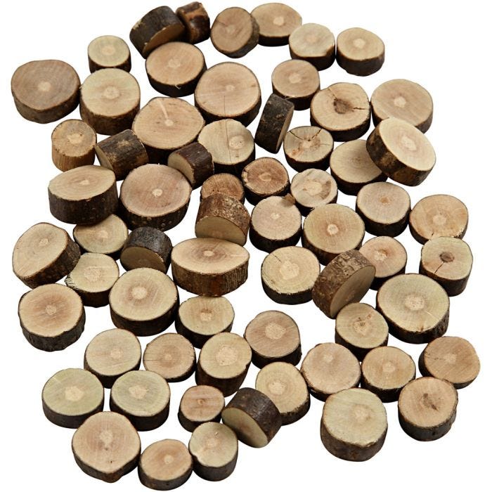 Wood Mix, dia. 10-15 mm, tykkelse 5 mm, 230 g/ 1 pk.