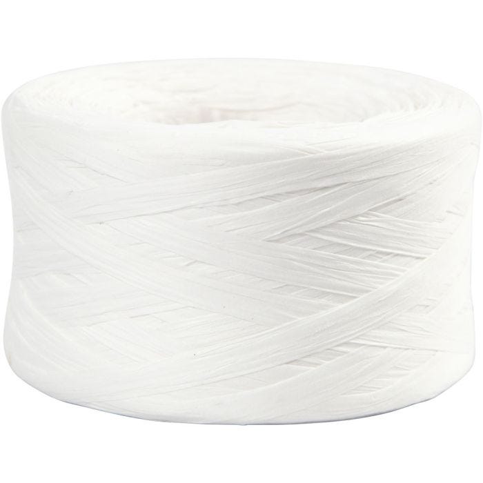 Raffia Papirgarn, B: 7-8 mm, hvit, 100 m/ 1 rl.