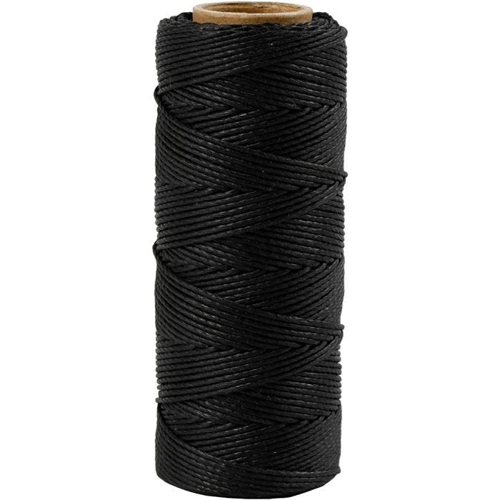 Bambussnor, tykkelse 1 mm, svart, 65 m/ 1 rl.