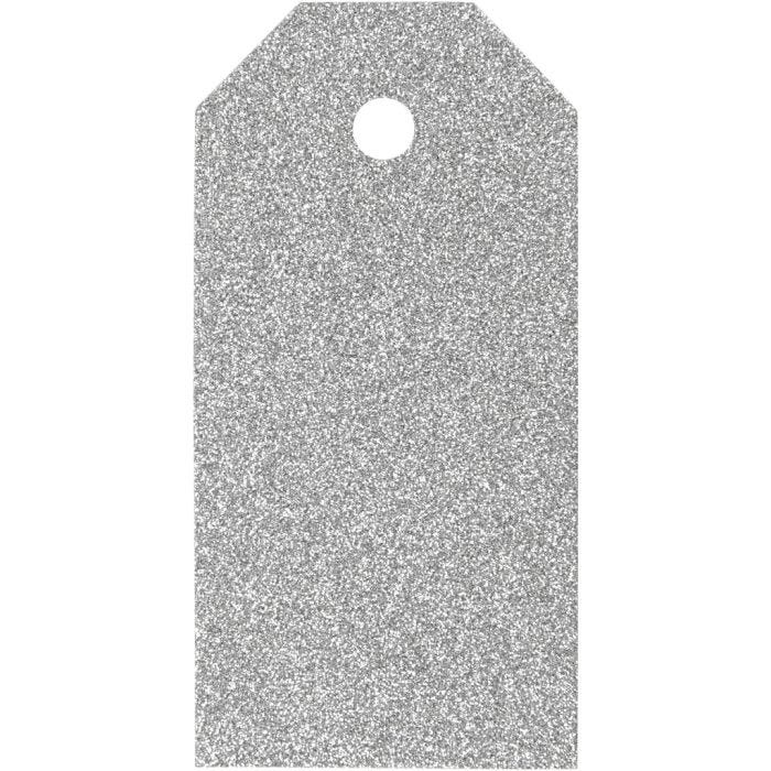 Manillamerker, str. 5x10 cm, glitter, 300 g, sølv, 15 stk./ 1 pk.