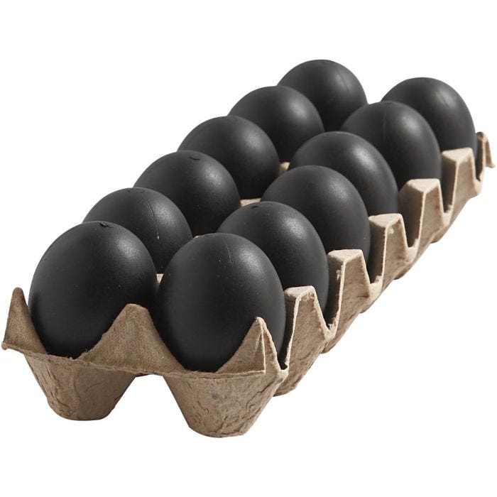 Egg, H: 6 cm, svart, 12 stk./ 1 pk.