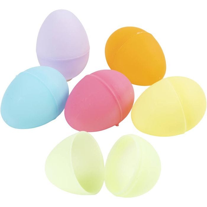 Egg, H: 4,5 cm, dia. 3 cm, pastellfarger, 24 stk./ 1 pk.