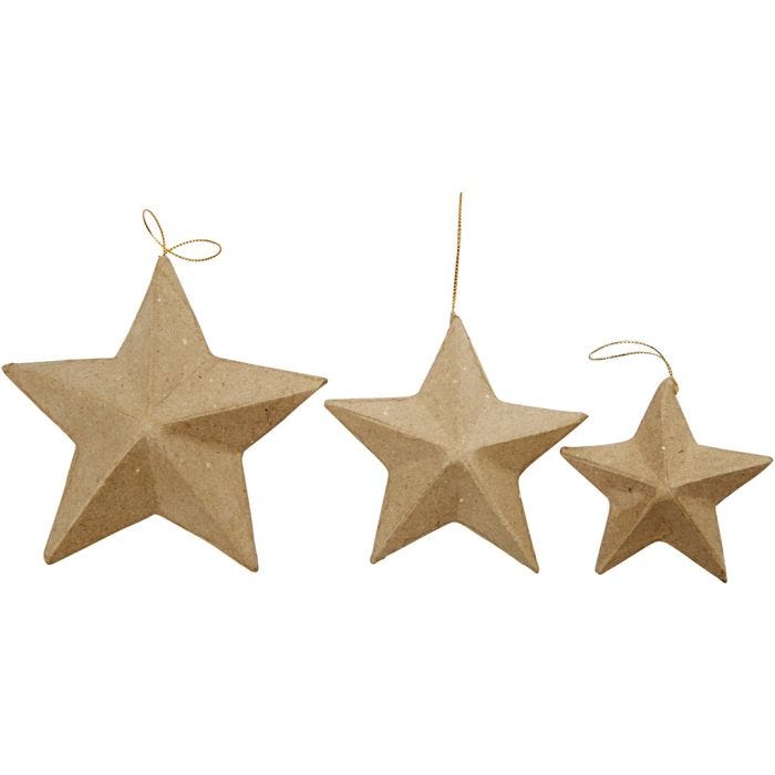 Stjerne, dia. 7,5+10+12,5 cm, 6 stk./ 1 pk.