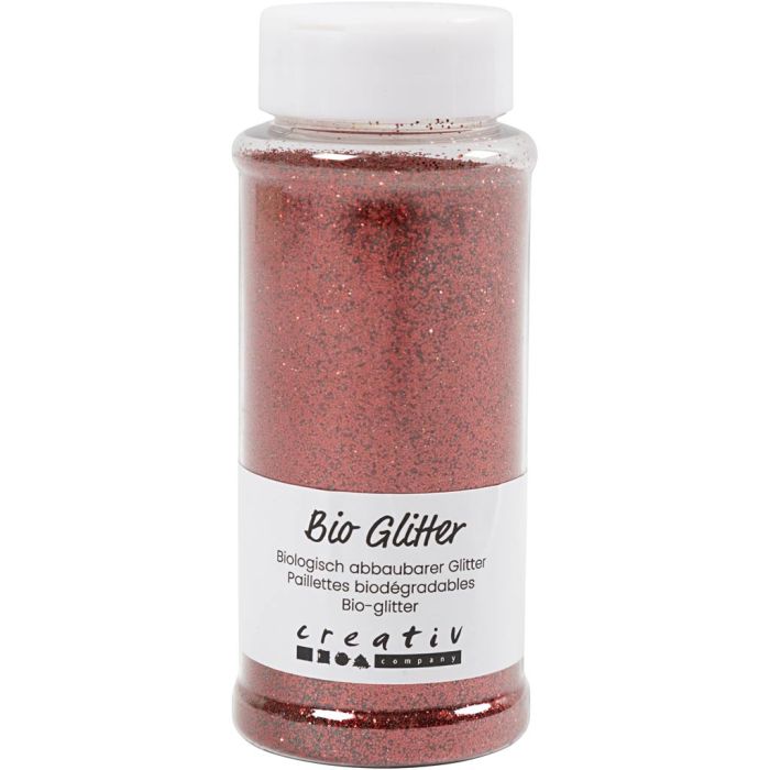 Biologisk nedbrytbart glitter, rød, 140 ml/ 1 boks