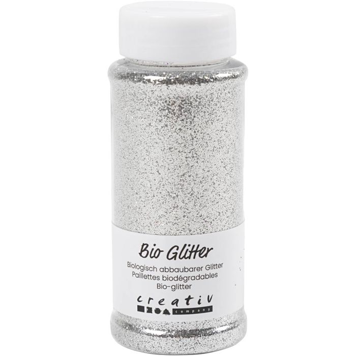 Biologisk nedbrytbart glitter, sølv, 140 ml/ 1 boks