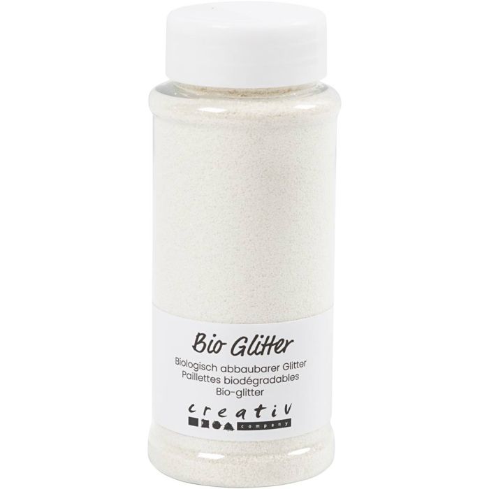 Biologisk nedbrytbart glitter, hvit, 140 ml/ 1 boks