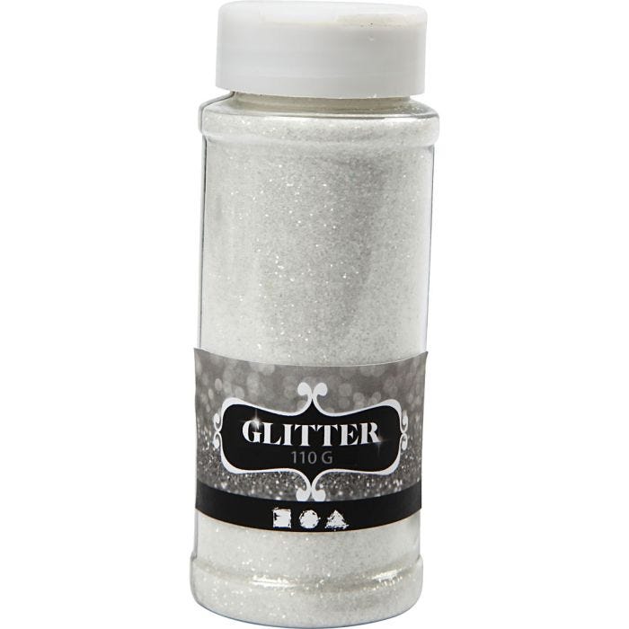 Glitter, hvit, 110 g/ 1 boks