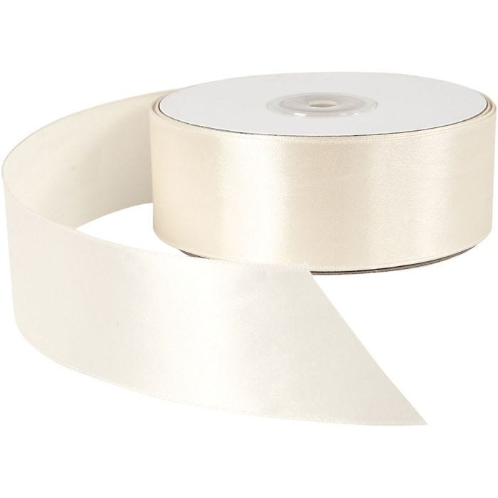 Satengbånd, B: 38 mm, creme, 50 m/ 1 rl.