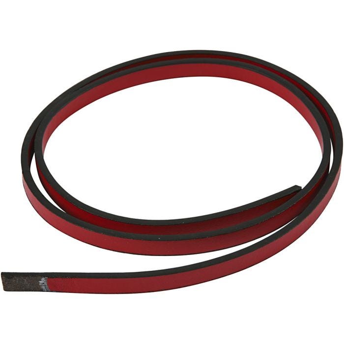 Imitert Lærbånd, B: 10 mm, tykkelse 3 mm, rød, 1 m/ 1 pk.