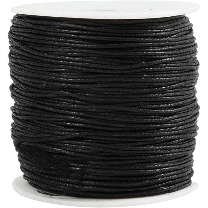 Bomullssnor, tykkelse 1 mm, svart, 100 m/ 1 pk.
