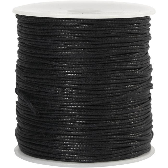 Bomullssnor, tykkelse 1 mm, svart, 100 m/ 1 pk.