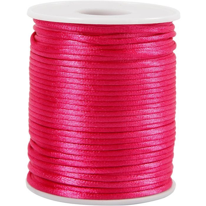 Satengsnor, tykkelse 2 mm, pink, 50 m/ 1 rl.