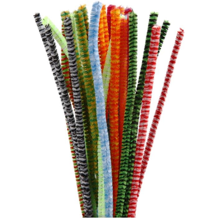 Piperenser, stripete, L: 30 cm, tykkelse 6 mm, ass. farger, 30 ass./ 1 pk.
