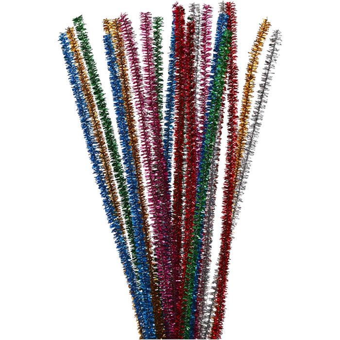 Piperenser, L: 30 cm, tykkelse 6 mm, glitter, sterke farger, 24 ass./ 1 pk.