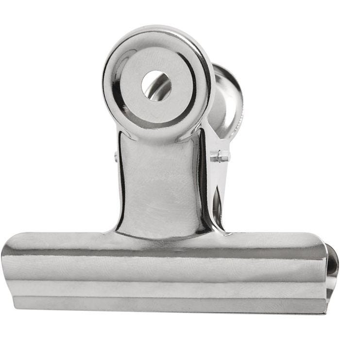 Metallklips, B: 7,5 cm, sølv, 6 stk./ 1 pk.