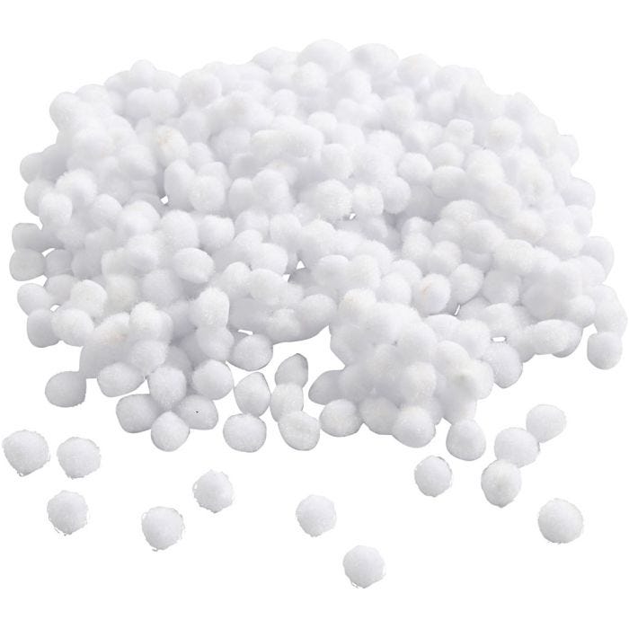 Pomponer, dia. 5 mm, hvit, 550 stk./ 1 pk.